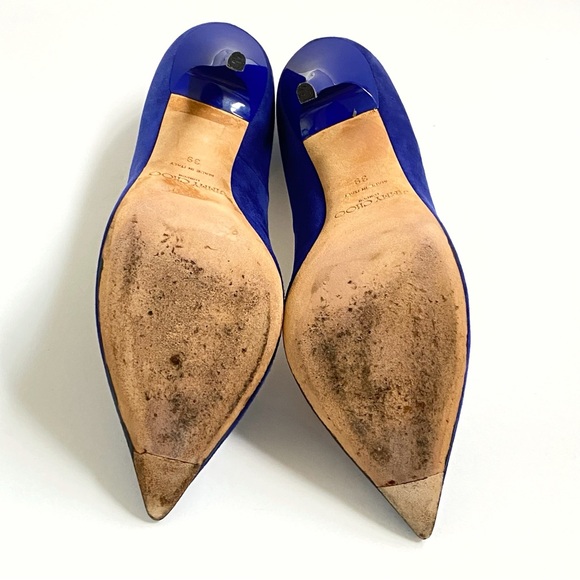 JIMMY CHOO BRIGHT BLUE SUEDE ANOUK POINTY TOE HEELS 120mm PUMPS - Picture 9 of 11